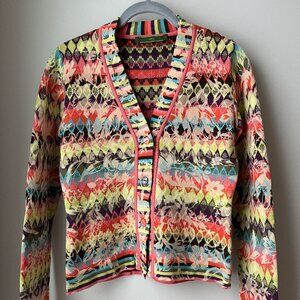 Women's Vintage Oilily Knit Cardigan, XS, Multicolor